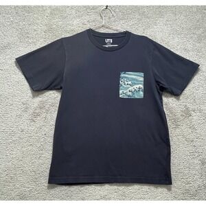 Uniqlo T-Shirt Women's Large Navy Blue Art Museum Boston Short Sleeves Crew